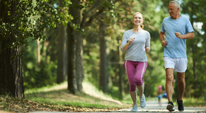 couple jogging on trail